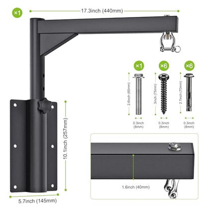 SELEWARE Wall Mount Heavy Bag Hanger Heavy Duty Punching Bag Hanger - color: 17" with Adjustable Angle & Height