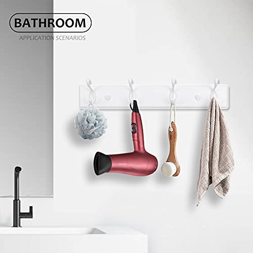 Badiano Heavy Duty Wooden Coat Rack, Wall-Mounted Organizer, 19 Inch, White - color: White, size: 4 Hooks