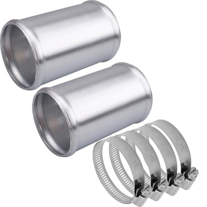 AC PERFORMANCE 2.5" (63mm) OD Aluminum Alloy Hose Joiner Silicone Pipe Connector Bead, 4" Length with 304 SS Clamps, Pack of 2 - size: 2.5" (63mm) - 2PCS