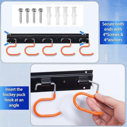 Hockey Stick Holder Wall Mount Display, 5-Hook Storage Rack