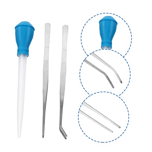 3pcs Aquarium Tweezers Straight Curved Stainless Steel Tools for Fish Tank Cleaning Coral Feeding and Gravel Maintenance Lightweight Siphon and Feeding