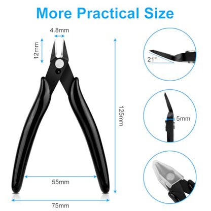 Ainiv Wire Cutters, 1PCS Spring-loaded Side Cutters Flush Cutters, Diagonal Cutters Precision Side Cutters, Diagonal Cutting Pliers in CRV Steel, Heavy Duty Cutting Pliers for Electrical, Homes - color: Black Wire Cutter-1pc, size: 1pc