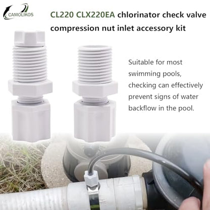 CL220 CLX220EA Chlorinator Check Valve Compression Nut Inlet Fitting Kit for Feeder 1/4" Replace Nut