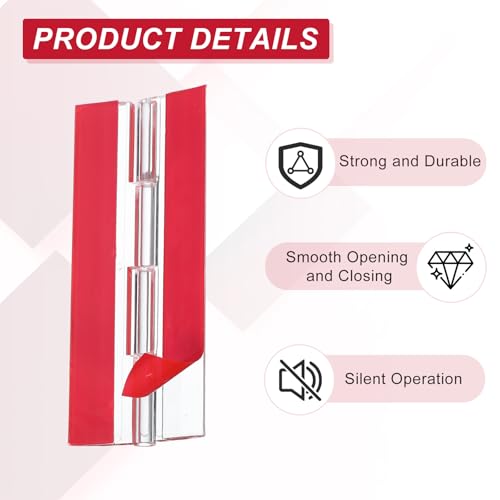 MECCANIXITY Small Acrylic Hinges Plastic Self-Adhesive Clear Hinge 100 x 42mm Continuous Piano Folding Hinges for Aquarium Lid Crafts Display Stand Pack of 4 Transparent - size: 100 x 42mm