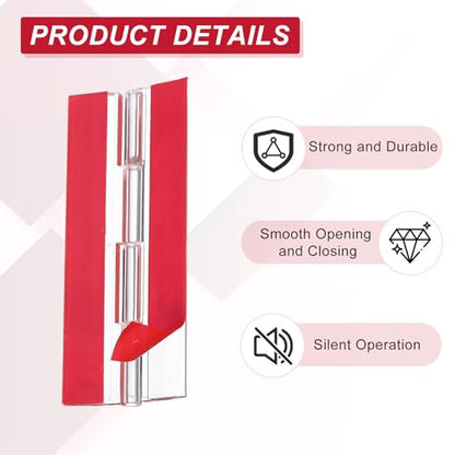 MECCANIXITY Small Acrylic Hinges Plastic Self-Adhesive Clear Hinge 100 x 42mm Continuous Piano Folding Hinges for Aquarium Lid Crafts Display Stand Pack of 4 Transparent - size: 100 x 42mm