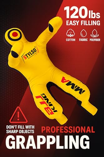 Un-Filled Grappling Dummy Wrestling Dummy Jiu Jitsu Dummy for BJJ MMA Judo Karate Practice Adult Kids - color: Yellow Sit, size: 5ft / 60"