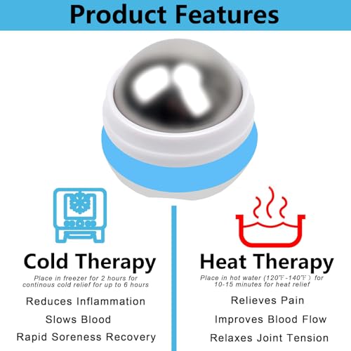 Cold Massage Roller Ball, Stainless Steel Massage Ball for Cold & Heat Therapy Relief, Ice Ball Roller for Muscles Deep Tissue, Free Rolling Removable Gel Ball for Pain Relief - color: White