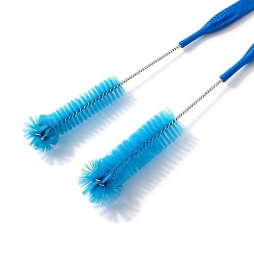 15.5 Inch Long Bottle Brush Set, 0.9” & 1.6” Dual Brush Heads, Fits Bottles with Openings Over 1 Inch, Soft Nylon Bristles for Water Bottles, Kombucha Bottles, Wine Decanters & Mason Jars, 2 Pack