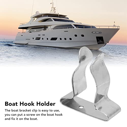 Stainless Steel Boat Hook Spring Clamp Holder Bracket Clip Versatile Hook for Boat RV Home Silver