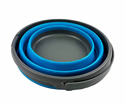 SAMMART 10L (2.6 Gallon) Collapsible Plastic Bucket - Foldable Round Tub - Portable Fishing Water Pail - Space Saving Outdoor Waterpot, Size 33cm Dia (Grey/Cerulean)