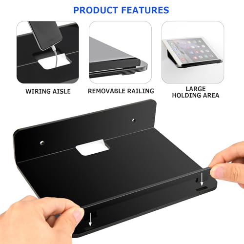Cosmos Set of 2 Acrylic Floating Wall Shelves Hanging Shelves, Adhesive Wall Display Shelf Stand for Plant Pot, Speaker, Security Camera, Figures in Office and Home, 7.8 x 5.8 Inch (Solid Black) - color: Solid Black