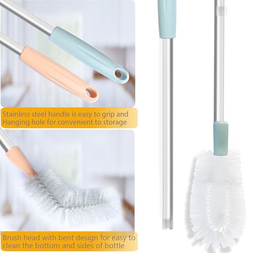 Water Bottle Cleaning Brush, 2 Pack 28inch Bendable Water Bottle Brush Long Nylon Bristles with Stainless Steel Handle for 3 Gallon and 5 Gallon Water Bucket