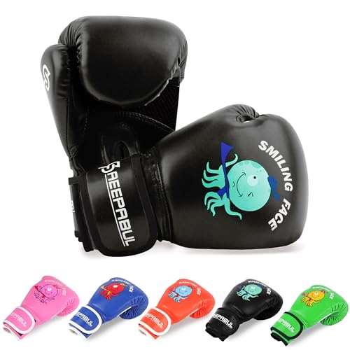 Boxing Gloves for Kids & Toddler & Youth - color: Matte black, size: 6oz