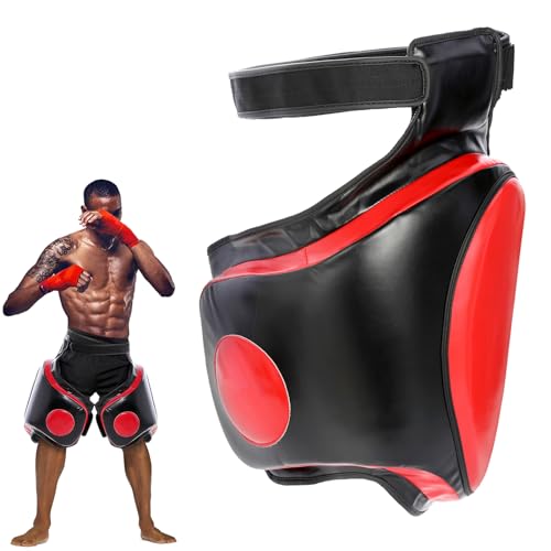 Kickboxing Thigh Pads， Muay Thai Boxing Leg Protector Guard | PU High Density Foam Shock Absorption Pads ，Adjustable Straps ， MMA, Punching, Taekwondo, Martial Arts Training Gear
