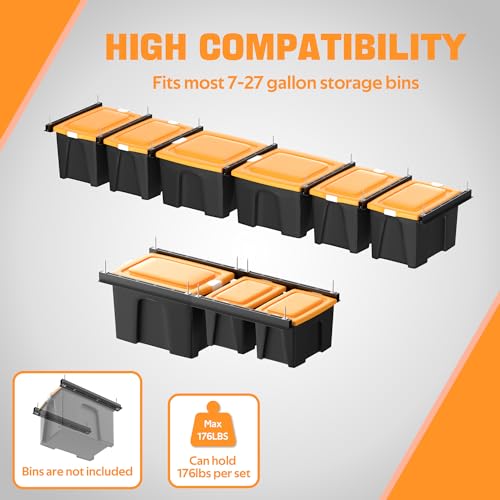 Overhead Garage Storage Rack, Heavy Duty Ceiling Storage Rack | 26 Inch Adjustable Ceiling Bin Storage System, 7 Sets for 6 Bins - style: For 6 Bins