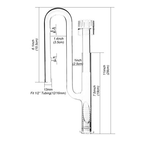 FZONE Aquatic Glass Lily Pipe Inflow with Surface Skimmer for Aquarium Filter 1/2''(12/16mm) Tubing