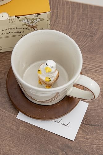 DIHOclub Eagle Coffee Cup Ceramic 3D Wild Animal Inside Mug,Cute Cartoon Handmade Figurine Mugs,Holiday and Birthday Gift for Coffee Milk Tea Lovers,12 OZ(Grey Eagle) - color: Grey Eagle