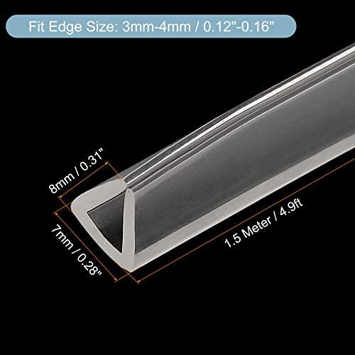 uxcell U Channel Edge Trim, 4.9ft Length Soft Rubber Guard Seal Strip Edge Protector Fit for 3-4mm Edge, (5/16" W x 9/32" H) Clear - size: 5/16"x 9/32"x 4.9ft