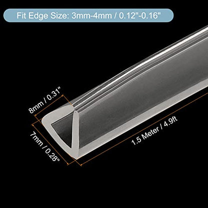 uxcell U Channel Edge Trim, 4.9ft Length Soft Rubber Guard Seal Strip Edge Protector Fit for 3-4mm Edge, (5/16" W x 9/32" H) Clear - size: 5/16"x 9/32"x 4.9ft