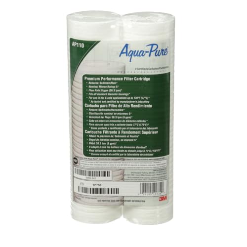 3M Aqua-Pure AP110 2-Pack Whole House Replacement Water Filter Cartridges, 5 Micron Sediment Reduction, for use with AP11T or AP101T Housing - style: AP110 (2-pack), 5 micron sediment