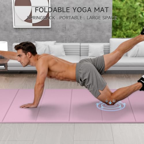 7-Fold Yoga Mat 74"x31" | 0.31 Inch Thick, Extra Wide Non-Slip POE Mat, For Travel, Storage, Yoga, Pilates, Meditation & Home Gym - color: Taro Purple