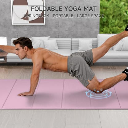 7-Fold Yoga Mat 74"x31" | 0.31 Inch Thick, Extra Wide Non-Slip POE Mat, For Travel, Storage, Yoga, Pilates, Meditation & Home Gym - color: Taro Purple