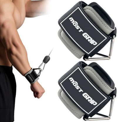 Wrist Cuffs with D-Ring, Wrist Wraps for Weightlifting with Neoprene Padding, Wrist Straps for Cable Machines - color: Black