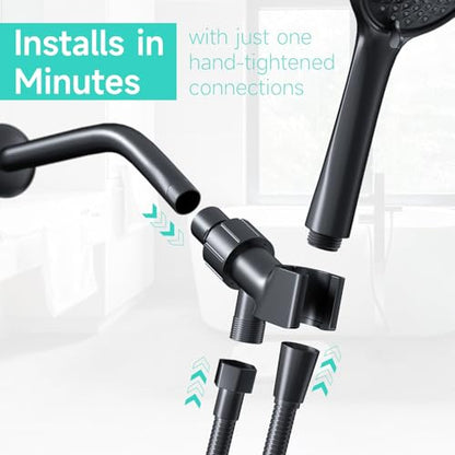 Adjustable Handheld Shower Head Holder- Brass Ball, Premium ABS Bracket- 360 Degree Rotatable Arm Mount and Hose Connector, Shower Adapter- Adjustable Shower Arm Mount, MAYYAYA (Black) - color: Black
