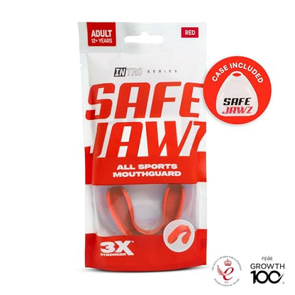 SAFEJAWZ Mouth Guard, Slim Fit Mouthguard for Adult & Youth with Case - color: Red, size: Adult (12+ Years)