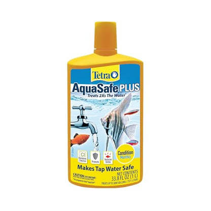 Tetra AquaSafe Plus, Aquarium Water Conditioner and Dechlorinator, 33.8 Ounces