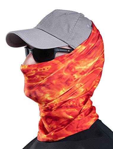 Aqua Design Fishing Hunting Masks Neck Gaiter: Men and Youth UPF 50+ Sun Mask Protection: Camo Face Cover Balaclava Bandana - color: Liquid Lava, size: Small