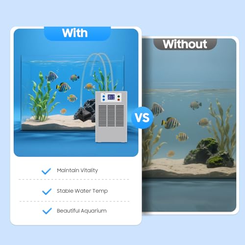30L/7.93GAL 100W Aquarium Chiller Water Chiller – Constant Temperature Cooling System with Low Noise & Circulation Pump, for Fish Tank, Axolotl, Coral Reef, and Hydroponics