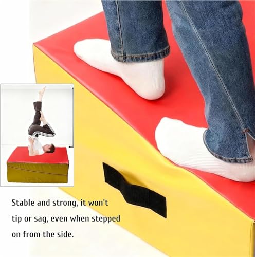 LICOME Foldable Gymnastics Wedge Mat Incline 2-in-1 Gym Pad With Carry Handle for Yoga Tumbling Taekwondo Martial Arts Cheerleading Dance - size: 200x70x45cm