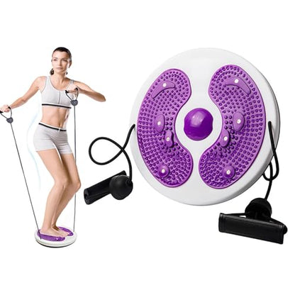 Ab Twist Waist Disc Board,Adjustable Waist Trainer Twisting Disc with Handles,Waist Slimming Balance Rotating Disc with Massage Foot Sole for Slimming Waist Arms Hips and Thighs - color: Purple