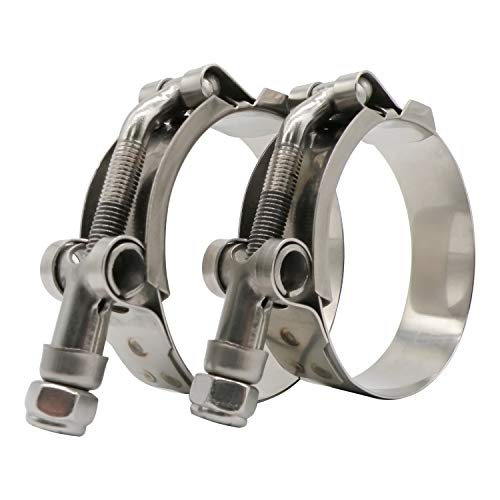 1.5" T Bolt Hose Clamp Stainless Steel - Working Range 41mm - 48mm for 1.5" I.D. Hose with 2mm - 5mm Wall Thickness, Roadformer T-Bolt Clamps Featured to Provide Reliable Sealing Force, 2 Pack - size: 1.5" Hose Clamp 41mm - 48mm (1.61" - 1.89")