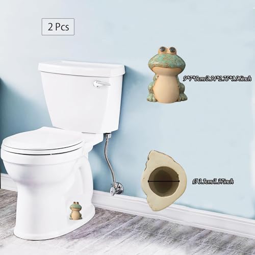 Frog Toilet Bolt Caps Ceramic Toilet Bolt Covers Decorative Toilet Screw Cover Caps, Toilet Caps for Bottom of Toilet, Cute Toilet Bowl Bolt Covers for Bathroom Decor, Easy to install (Green)