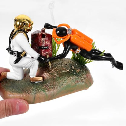 DOITOOL Plastic Diver Treasure Chest Aquarium Ornament Decorative Accessory for Fish Tanks Unique Underwater Scene and Design