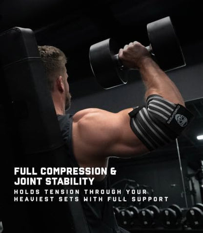 Gymreapers Weightlifting Elbow Wraps (1 Pair) - Flexible 40'' Elbow Compression Strap & Joint Support Brace - for Bench Press, Powerlifting, and Pressing - color: Gray