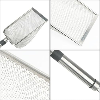 Integrated Metal Cat Litter Scoop, Stainless Steel Mesh Litter Scoop, Long Handle Cat Scooper, Poop Sifting Mesh Litter Deep Shovel, Cat Litter Scooper for Litter Box/Reptile Terrarium Sand Waste
