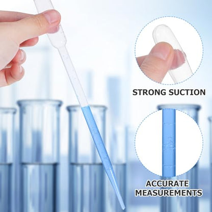 100 Pcs Plastic Pipettes Dropper: 5ml Disposable Pipettes, Liquid Dropper Water Dropper Transfer Pipettes Calibrated Dropper for Accurate Liquid Transfer Science Experiment