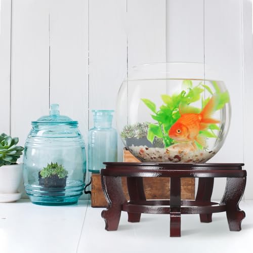 10.5 Inches Wooden Planter Stand Indoor Chinese Vase Fishbowl Display Stands Asian Vase Pot Traditional Stands for Home Indoor Plants Outdoor Decoration