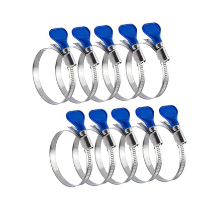 POWERTEC 70262 Stainless Steel Hose Clamp - 2-1/2 Inch, Adjustable, 10 Pack for Dust Collector, Dryer Vent & Pipe