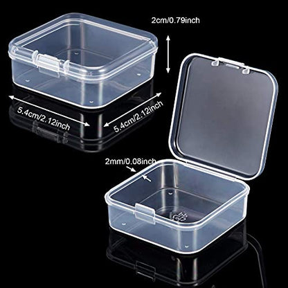 24 Packs Small Clear Plastic Beads Storage Containers Box with Hinged Lid for Storage of Small Items, Crafts, Jewelry, Hardware(2.12 x 2.12 x 0.79 Inches) - size: 2.12 x 2.12 x 0.79 Inches