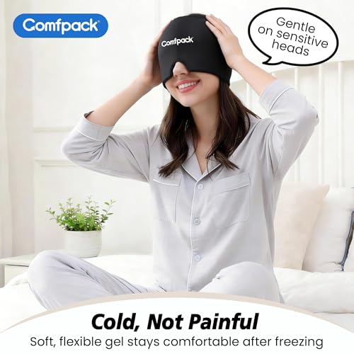 Comfpack Migraine Relief Cap Headache Hat Ice Pack Mask, 30% Longer Cold