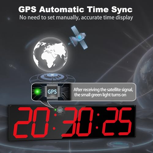 CHKOSDA 28.4''Large Digital Wall Clock,Automic Digital Clock with Alarm,Clendar and Termperature,Auto Time Sync with Easy Operation, Big Timer with Countdown and Countup (Red) - color: Red