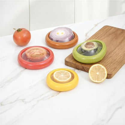 Set of 4 Reusable Fruit & Veggie Saver Boxes, Washable Fresh Produce Storage Containers for Avocados, Tomatoes, Apples, Garlic, Onions & Vegetables