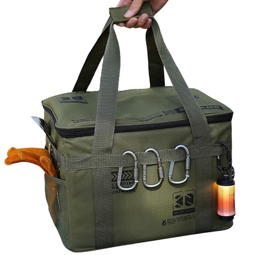 Tactical Camping Storage Bag 30L,Utility Tote Bag Camping Kitchen Organizer, Camping Stove, Pot Soft Gear Box, Heavy-Duty Canvas, 380x280x260mm