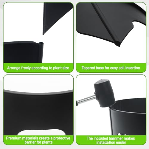 24 Pieces Planting Grow Rings, Diameter Range 8.2-15.7 Inches, Interlocking Garden Plant Rings, Black Garden Rings for Plant Support and Soil Moisture Retention - color: 24 Pcs(Black)