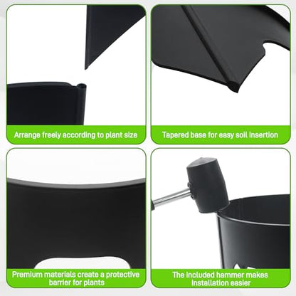 24 Pieces Planting Grow Rings, Diameter Range 8.2-15.7 Inches, Interlocking Garden Plant Rings, Black Garden Rings for Plant Support and Soil Moisture Retention - color: 24 Pcs(Black)