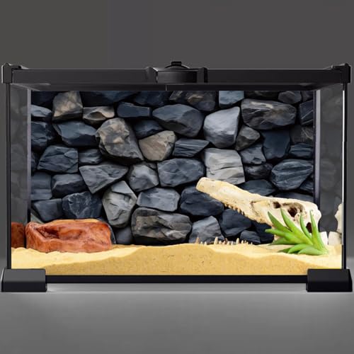 AWERT 36x24 inchesReptile Habitat Background Underwater Stone Aquarium Background Black Stone Decorative Background Rock Wall Nature Landscape Fish Tank Background Decor